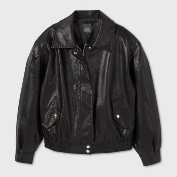 wild fable Jackets & Blazers - Wild Fable | Black Faux Leather Bomber Jacket